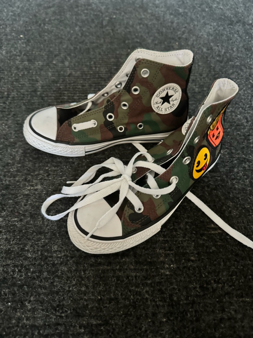 Converse White Canvas High-Top Sneakers with Black Insole